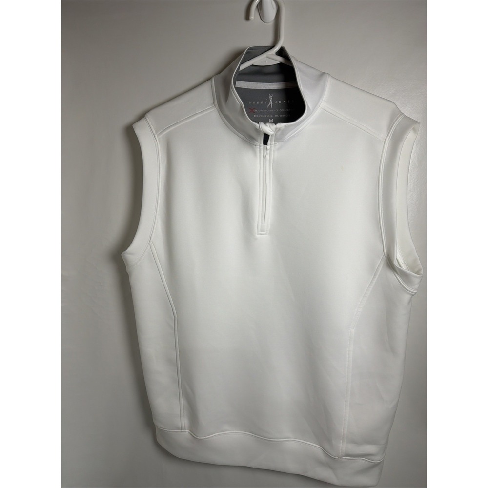 Bobby Jones Golf Vest Men Medium Crisp White H2O Performance Collection Stretch